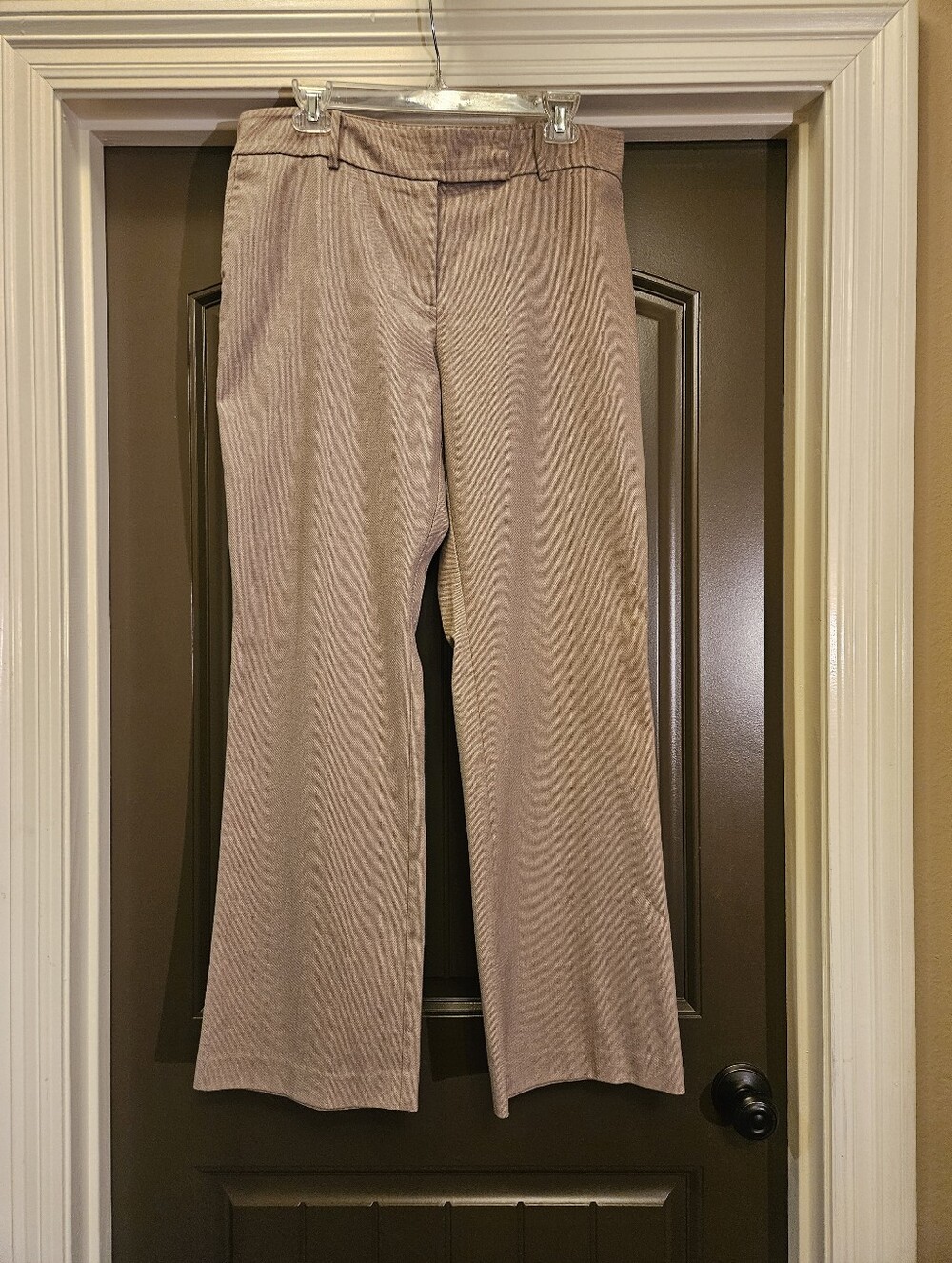 Ann Taylor Factory Women's Wide-Leg Dress Pants, Tan, Tiny Print - 12 Curvy